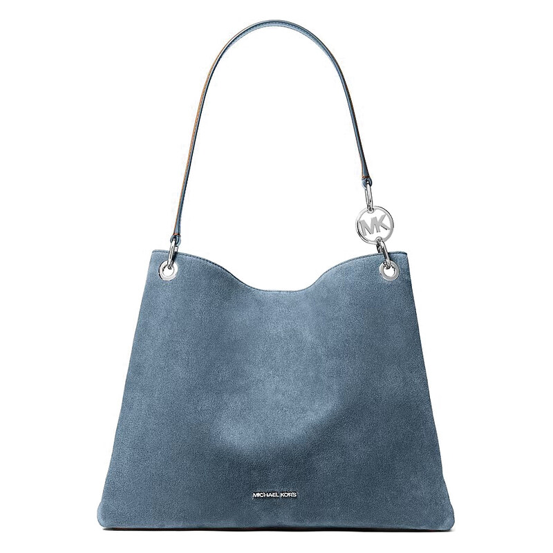 Michael Kors Christina large semišová kabelka modrá denim