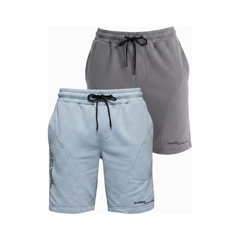 Ombre Clothing Sada originálních teplákových šortek světle modré