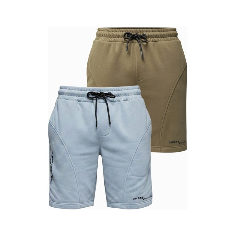 Ombre Clothing Sada originálních teplákových šortek světle modré