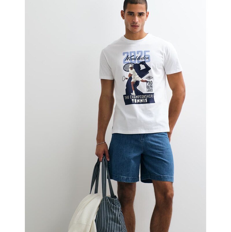 Polo Ralph Lauren Wimbledon capsule retro print t-shirt in white