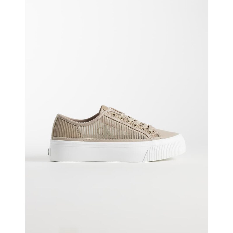 Calvin Klein lace up flatforms in beige-Neutral