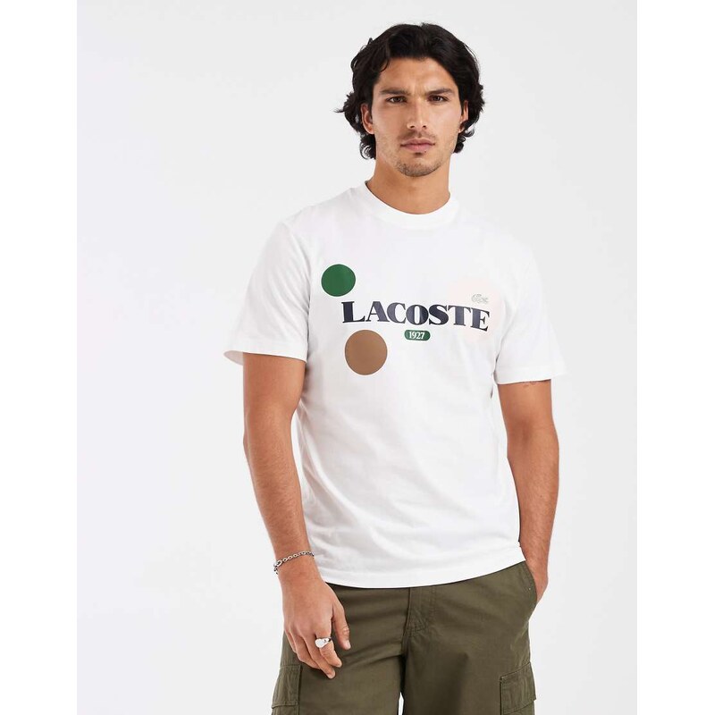 Lacoste clasic fit graphic logo t-shirt in white