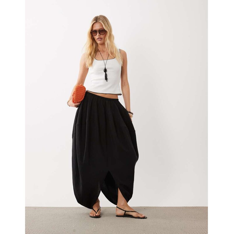 ARKET volume maxi skirt in black
