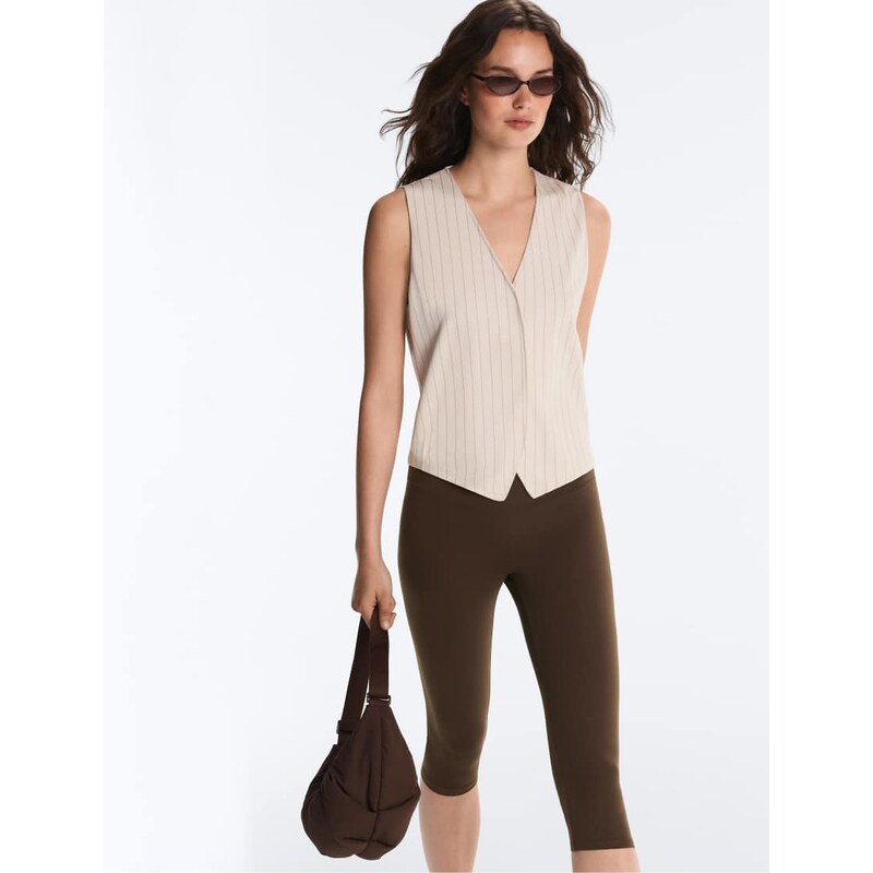 OYSHO Striped waistcoat in sandy-Brown