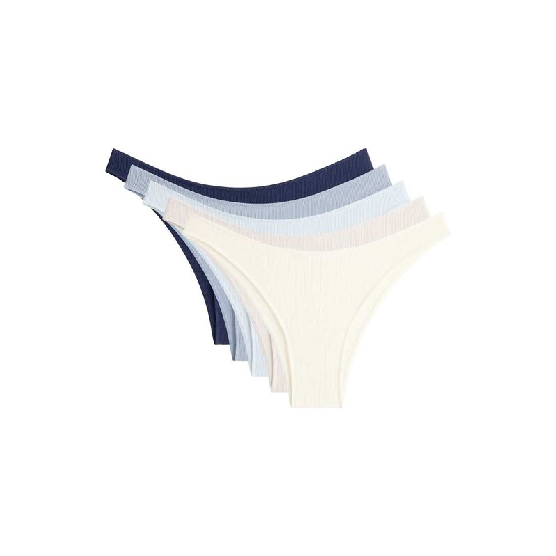 OYSHO 5 cotton rib u-cut brazilian briefs in blue