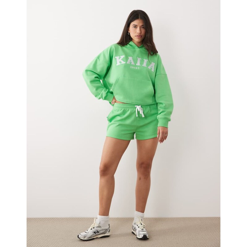 Kaiia cotton rich embroidered logo sweat shorts co-ord in bright