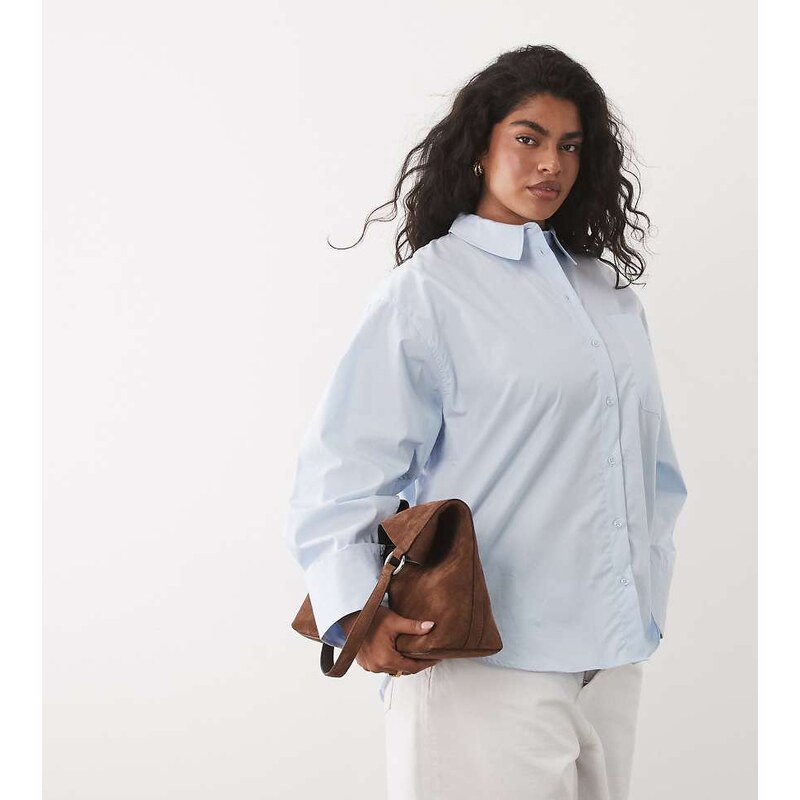 ASOS Curve ASOS DESIGN Curve classic cotton shirt in blue