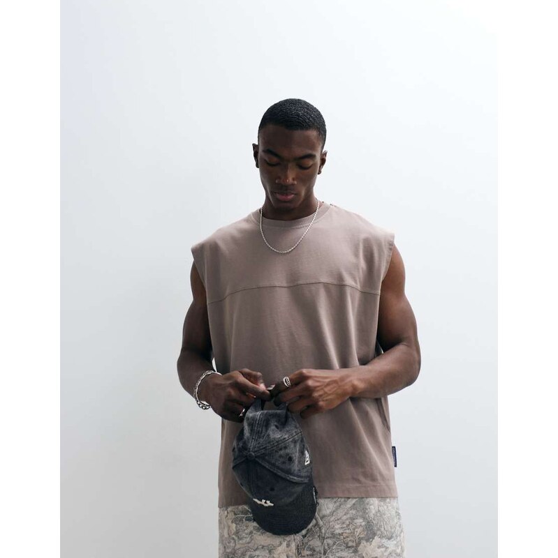 COLLUSION jersey tank top in charcoal-Blue