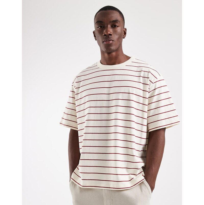 Jack & Jones stripe t-shirt in white and red