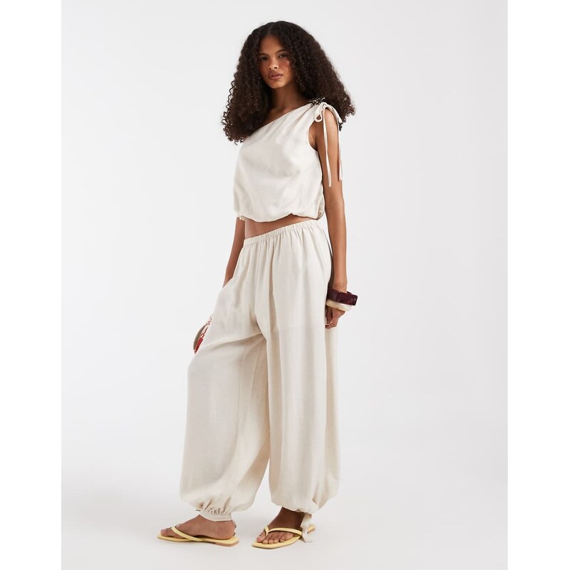 Vero Moda balloon trouser with ankle detail co-ord in cream