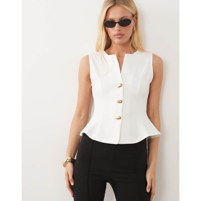 ASOS DESIGN interlock sleeveless peplum top with gold abstract