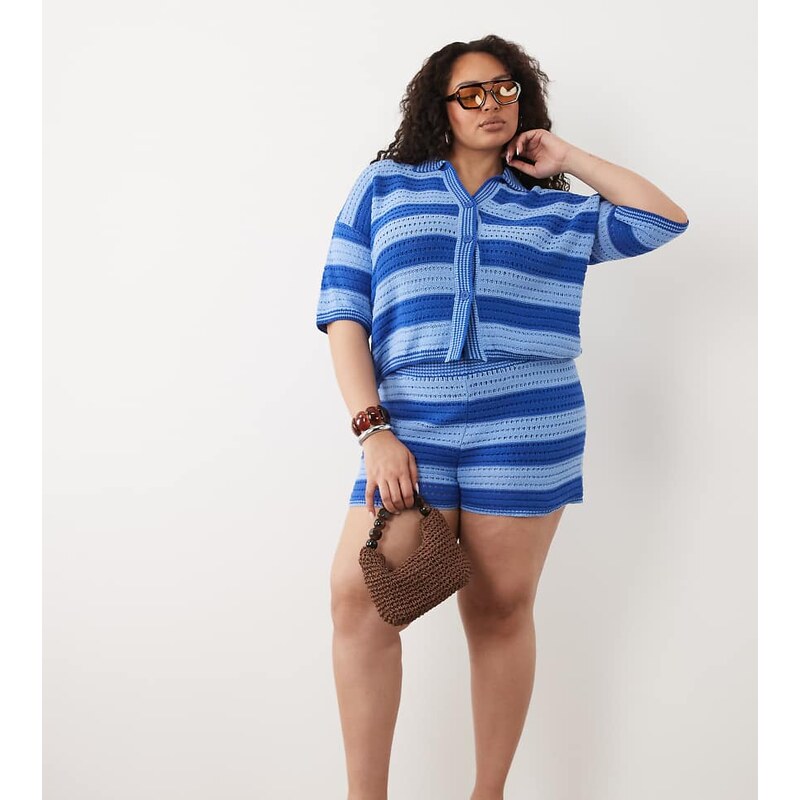 ASOS Curve ASOS DESIGN Curve Sally beach knit button through top