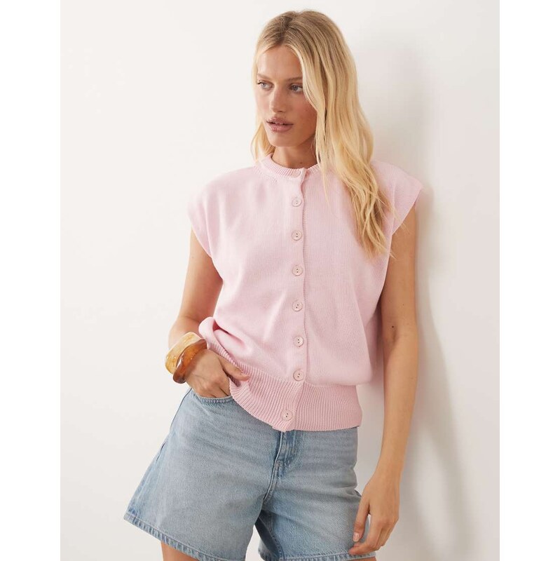 ASOS DESIGN button through relaxed tank in pink