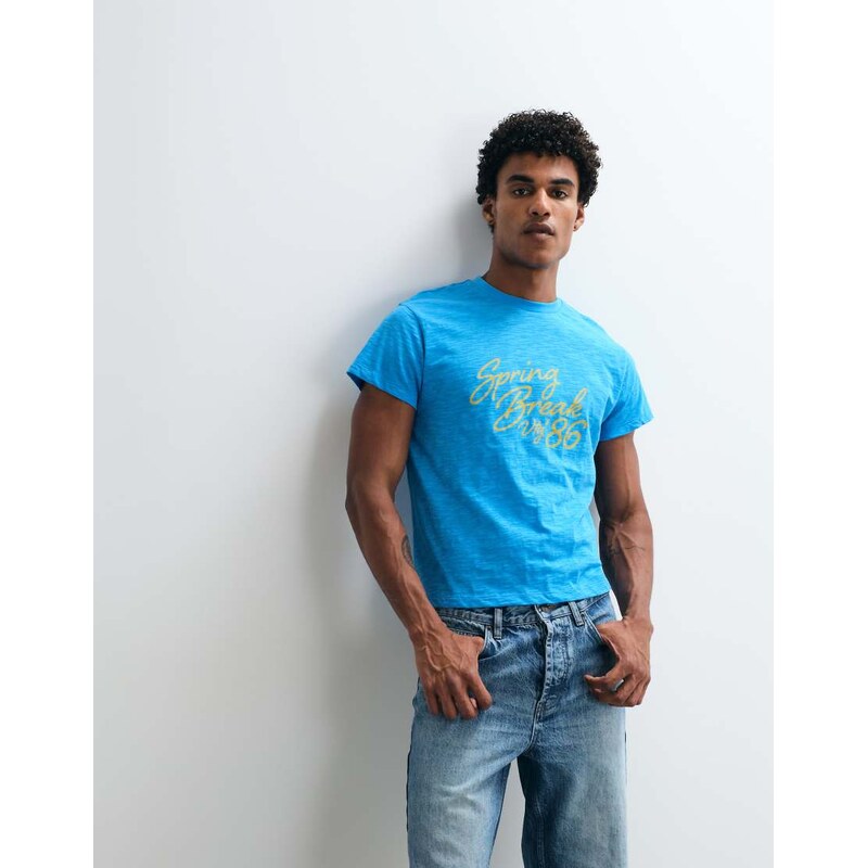 Reclaimed Vintage Spring Break Slub Tee-Blue