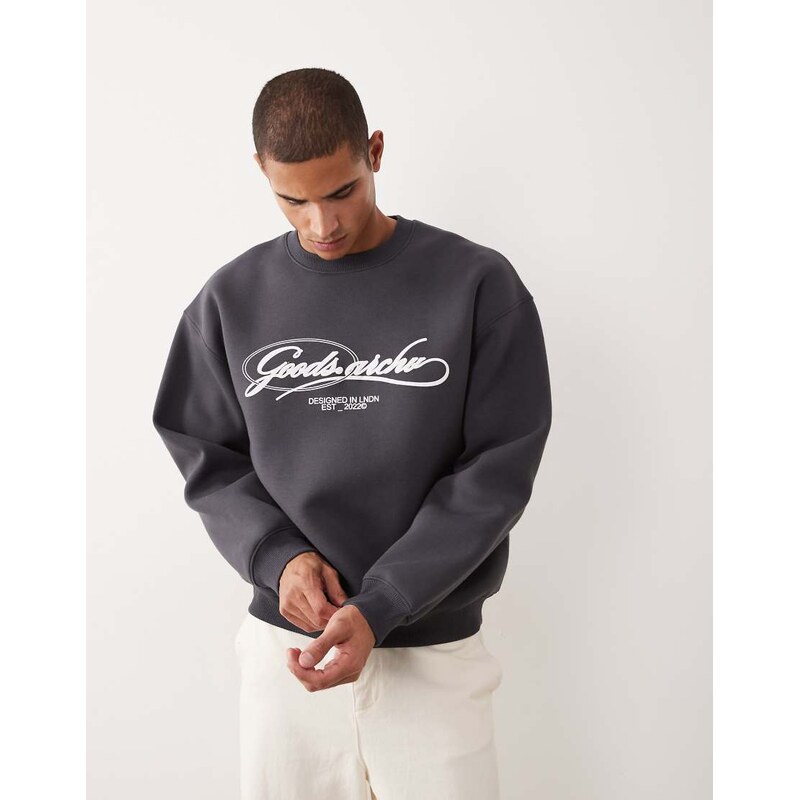 ASOS DESIGN oversized sweatshirt with puff print in scuba-style