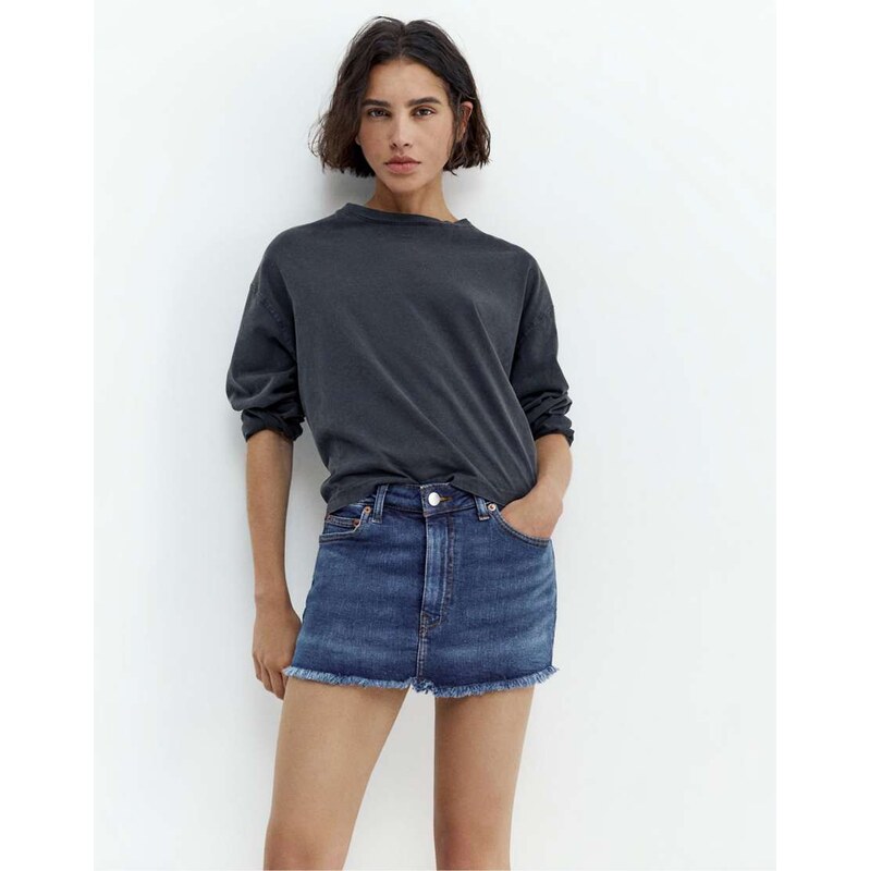 Pull&Bear Denim skort in dark blue