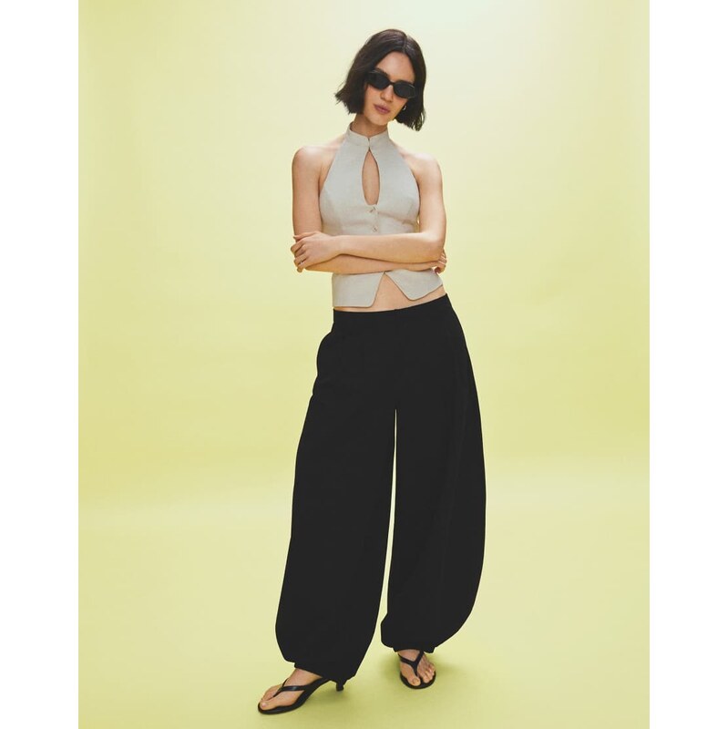 Bershka Sarouel trousers in black