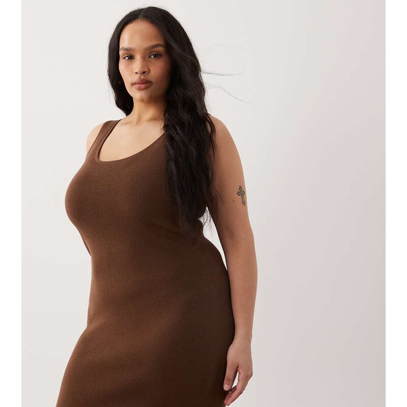ASOS Curve ASOS DESIGN Curve cotton blend scoop back dress in