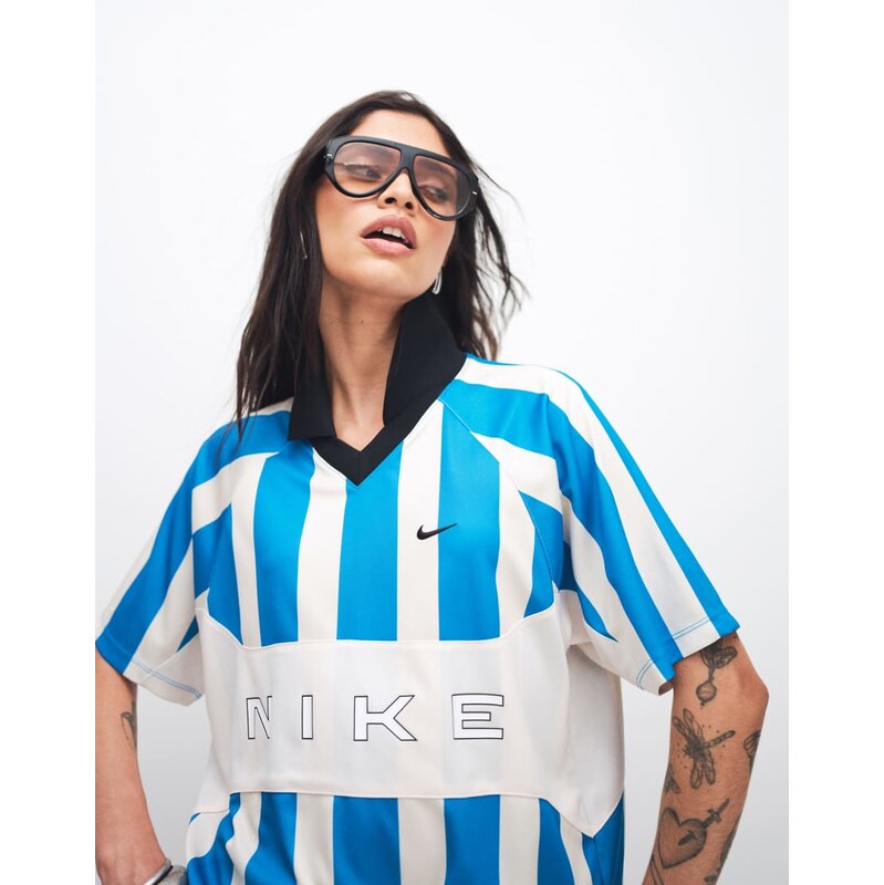 Nike Street Stripe jersey t-shirt in blue and white