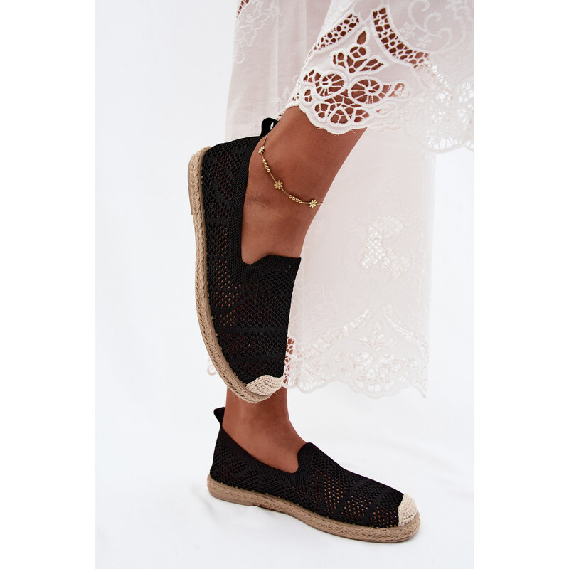 Boto Dámské háčkované espadrilky Černé Candessa