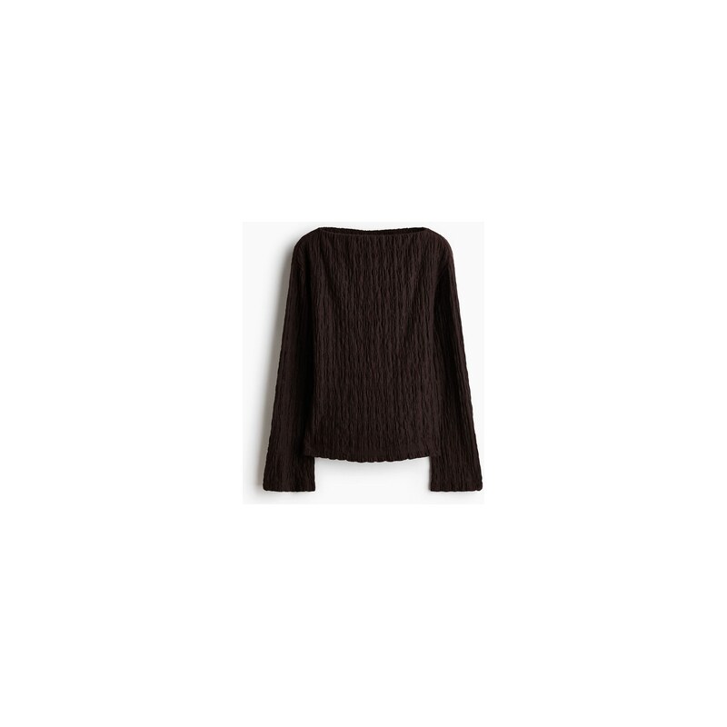 H&M - Tops lodičkovým výstřihem - Tmavě Hnědá