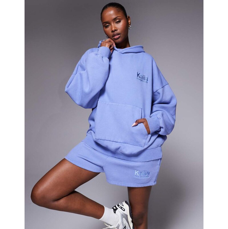 Kaiia logo oversized hoodie co-ord in washed blue