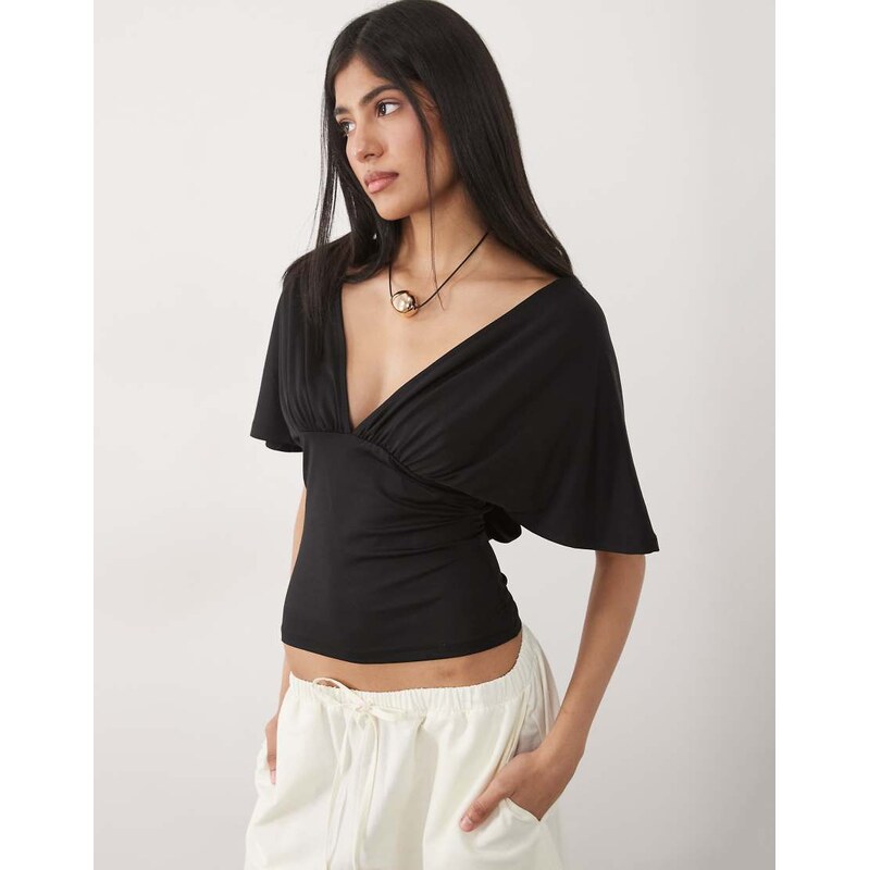 ASOS DESIGN polyamide plunge sleeveless tie back cinch top in