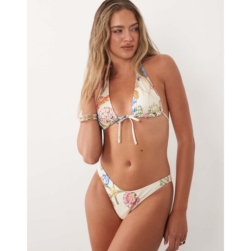 ASOS DESIGN Shelly Azores high leg high waist bikini bottom in