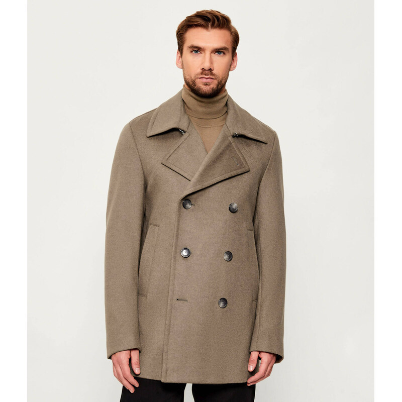 BOSS BLACK Vlněný kabát H-Hyde-Pcoat-254 | s příměsí kašmíru