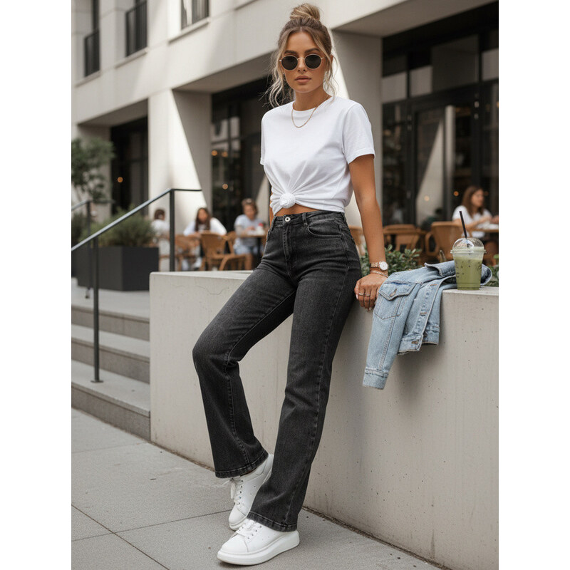 Dámské džíny s vysokým pasem šedé FashionStreet UY2991