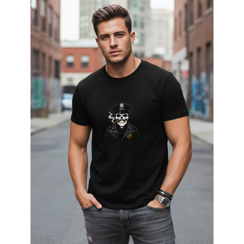 Pánské bavlněné tričko s potiskem černé FashionStreet NX0128R