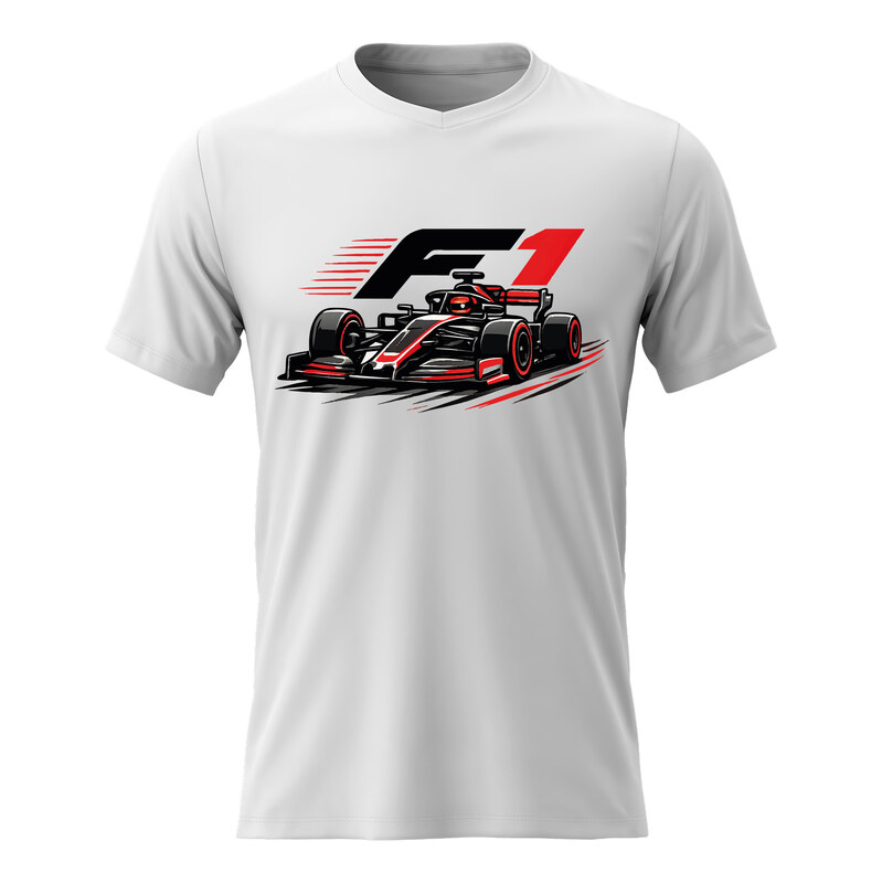 Giftela Pánské bavlněné tričko s potiskem - F1 - bílé