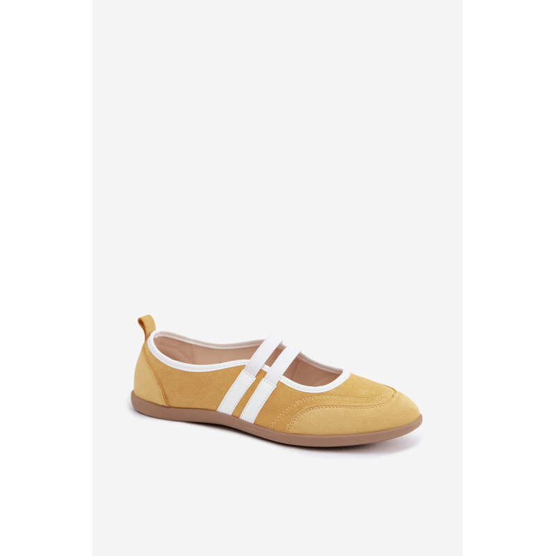 Sportovní baleríny s pásky Žluté model 22200039 - Boto