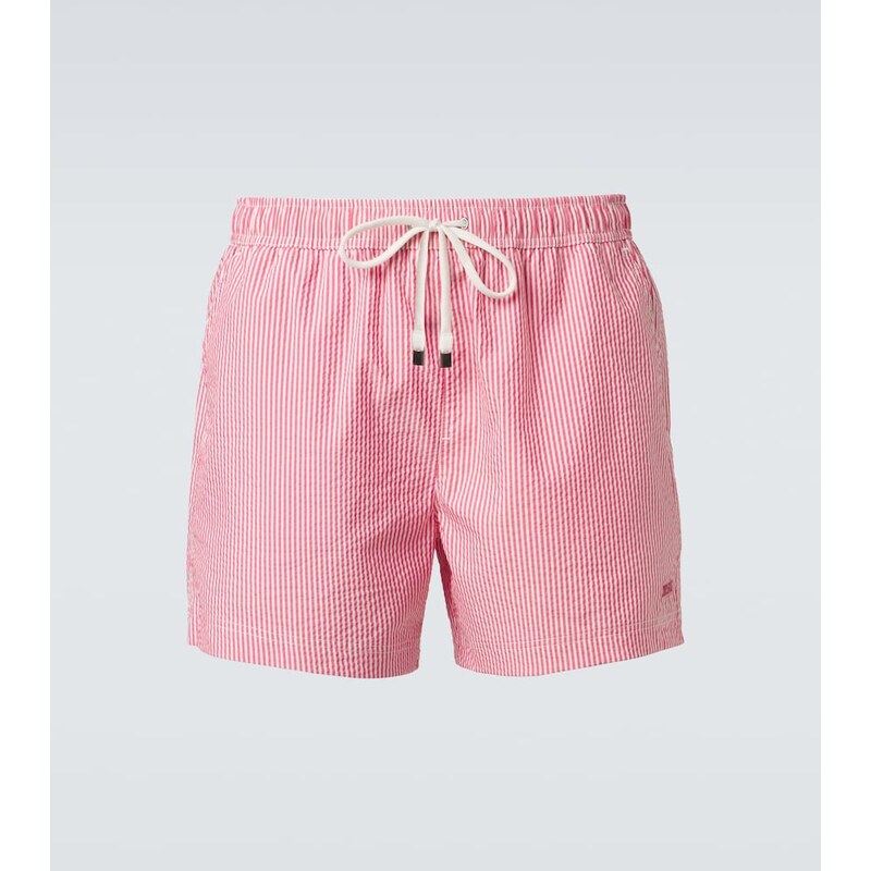 Zegna Striped seersucker swim trunks