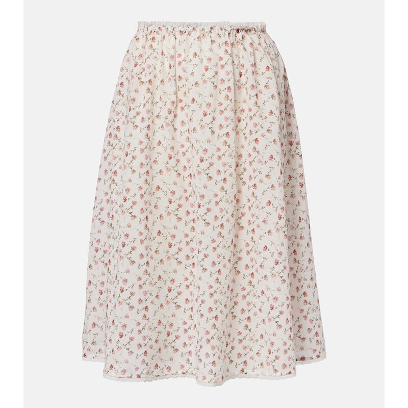 Posse Charlotte floral cotton midi skirt