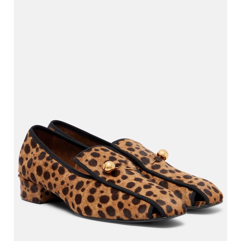 Herbert Levine Showtime leopard-print calf hair loafer pumps