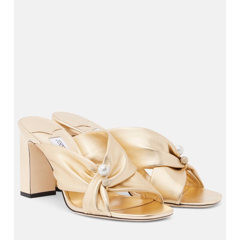 Jimmy Choo Rafi embellished metallic leather mules