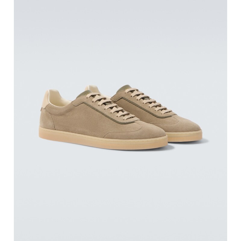 Brunello Cucinelli Leather-trimmed suede sneakers