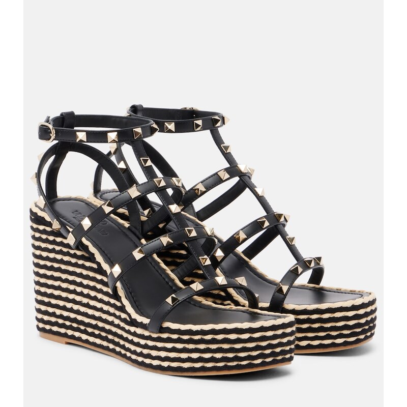 Valentino Garavani Rockstud leather espadrille wedges