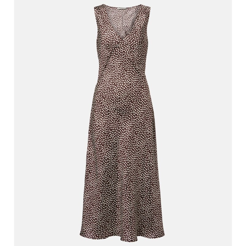 Asceno Provence polka-dot silk twill slip dress
