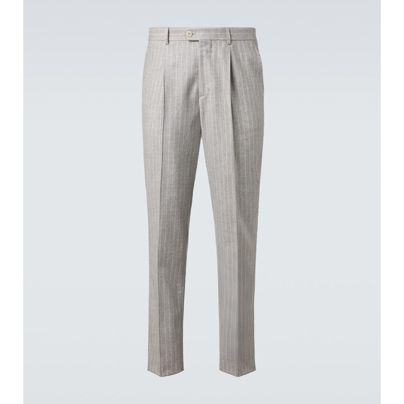 Brunello Cucinelli Pinstripe wool and cashmere tapered pants