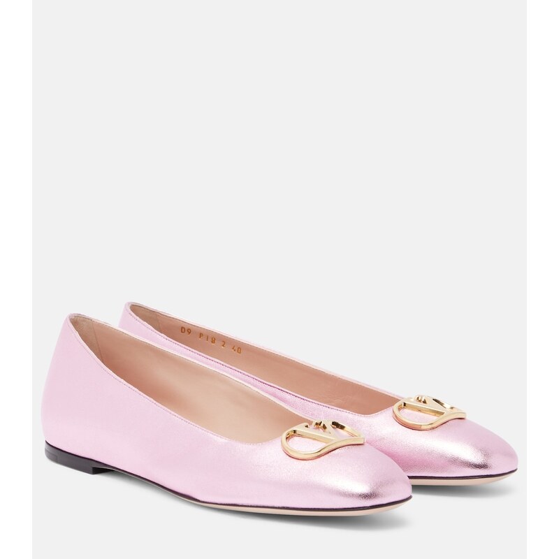Valentino Garavani VLogo metallic leather ballet flats