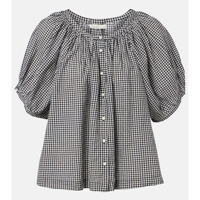 Dôen June gingham cotton-blend top