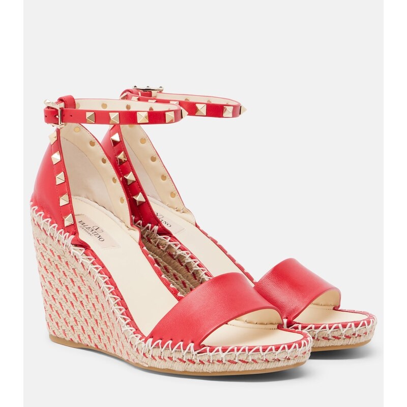 Valentino Garavani Double Rockstud leather espadrille wedges