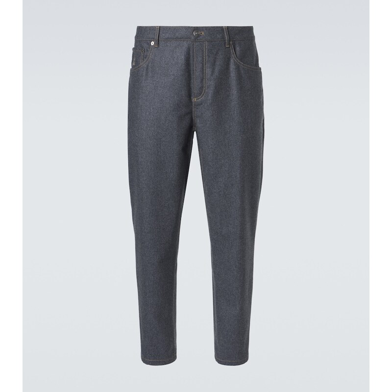 Brunello Cucinelli Virgin wool flannel straight pants