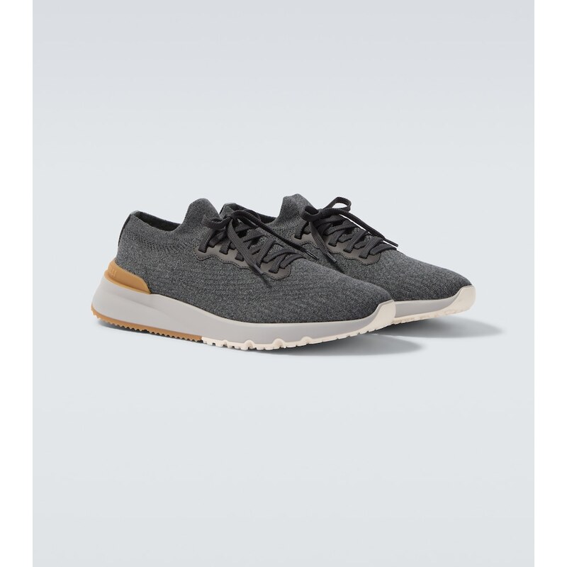 Brunello Cucinelli Leather-trimmed sneakers