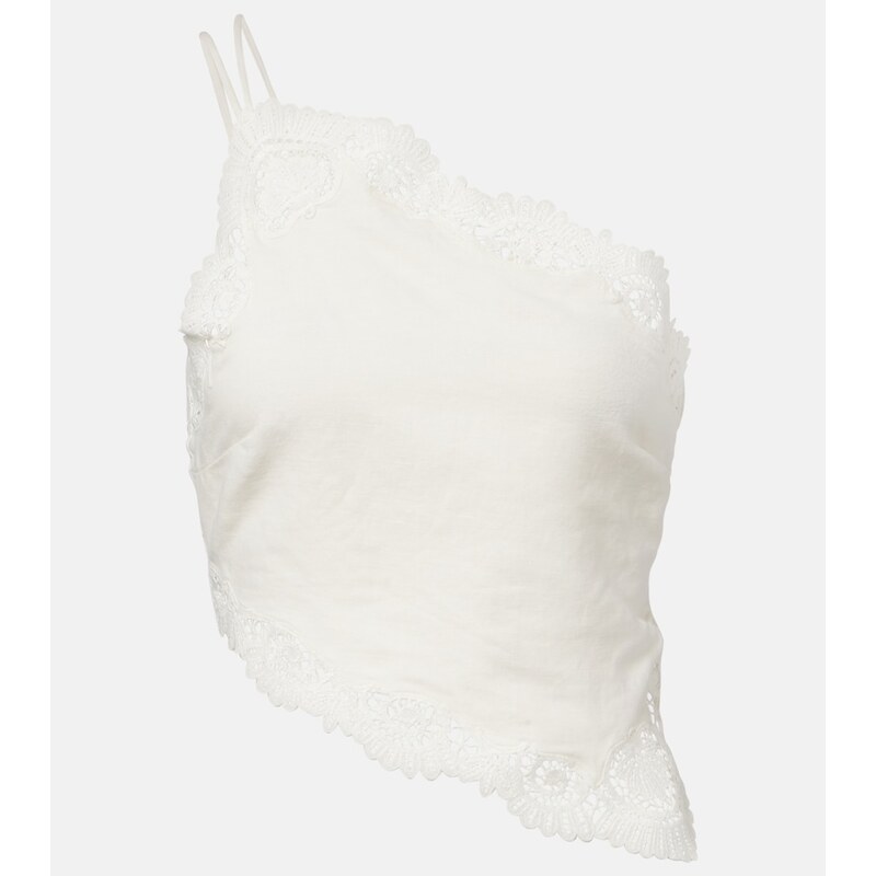 Posse Darya embroidered linen and cotton top