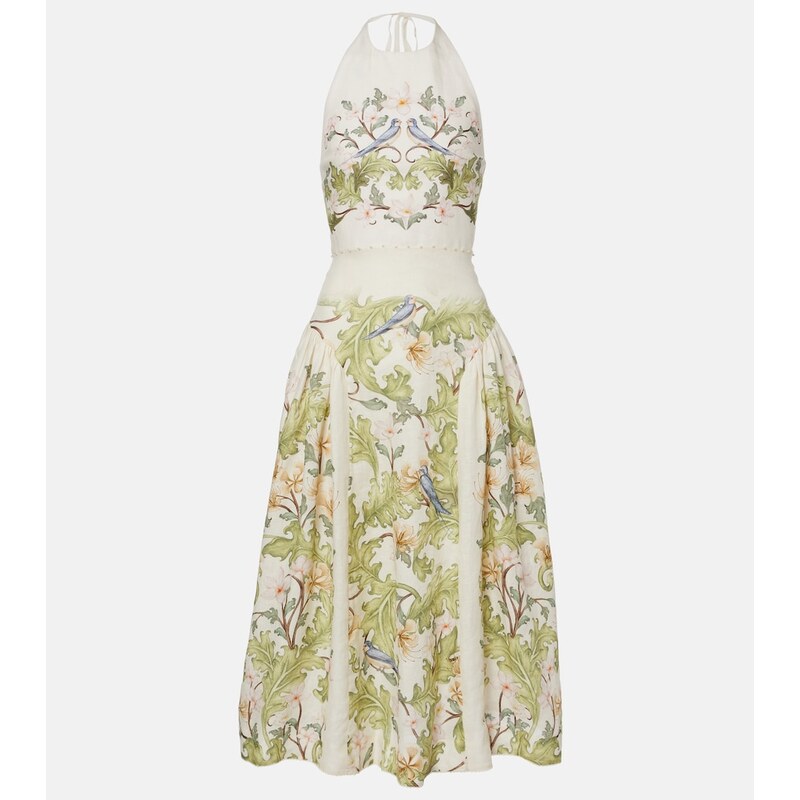 Agua by Agua Bendita Balsa Anhelo floral linen midi dress