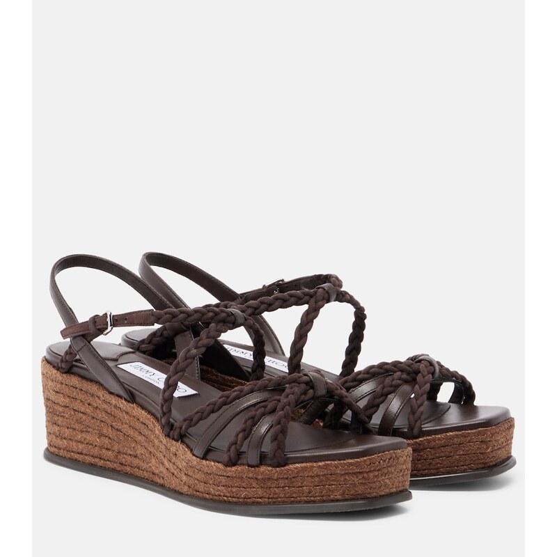 Jimmy Choo Nyra braided suede espadrille wedges