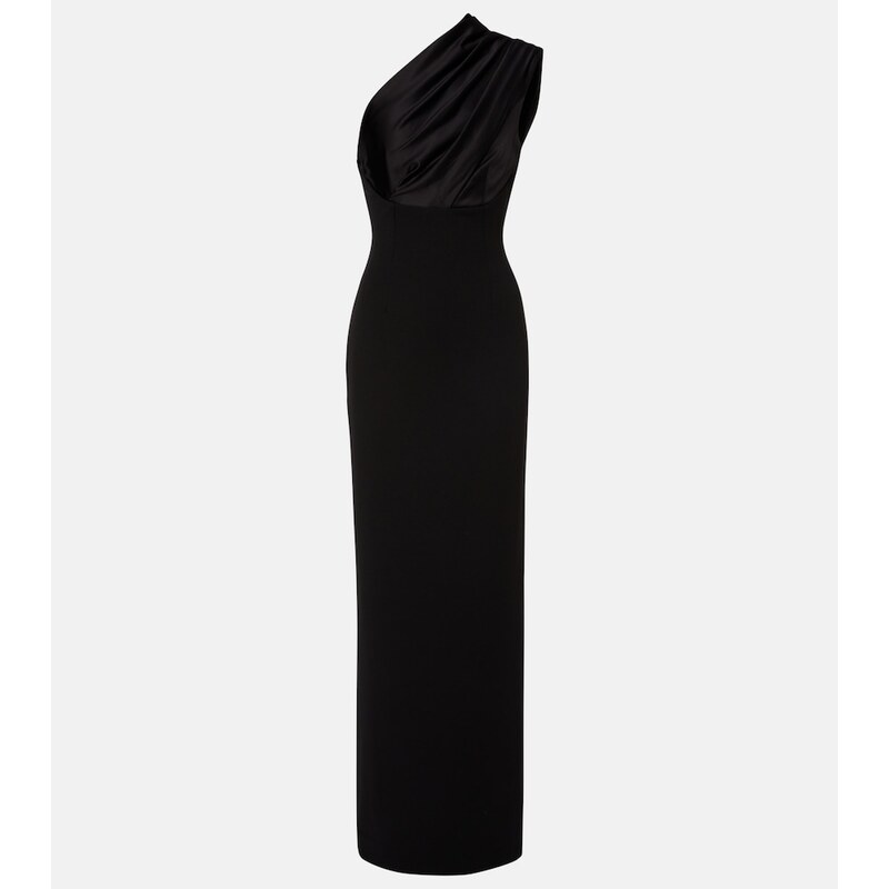 Solace London Gracie one-shoulder satin-trimmed gown